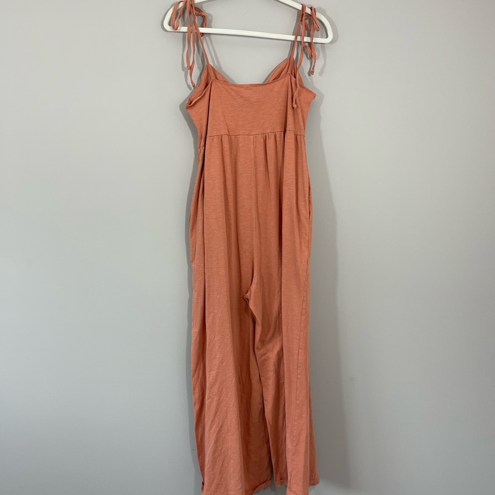 ASOS Apricot Peach Tie Front Swing Wide Leg Jumpsuit - Picture 10 of 13